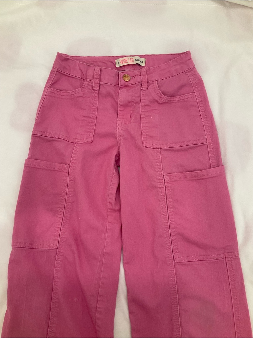 Wide Leg Cargo Pants in Bright Pink